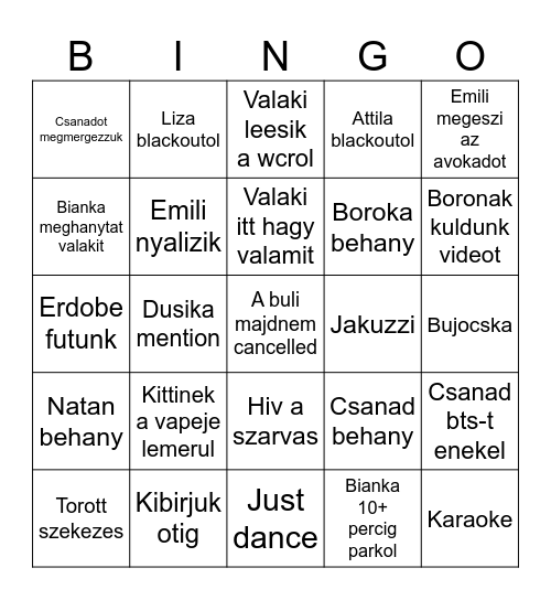 Julius 17 bingo Card