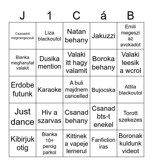 Julius 17 bingo Card