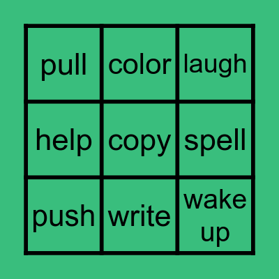 Verb Bingo Card