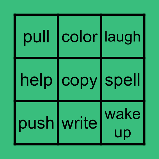 Verb Bingo Card