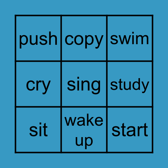 Verb Bingo Card
