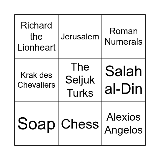 THE CRUSADES Bingo Card