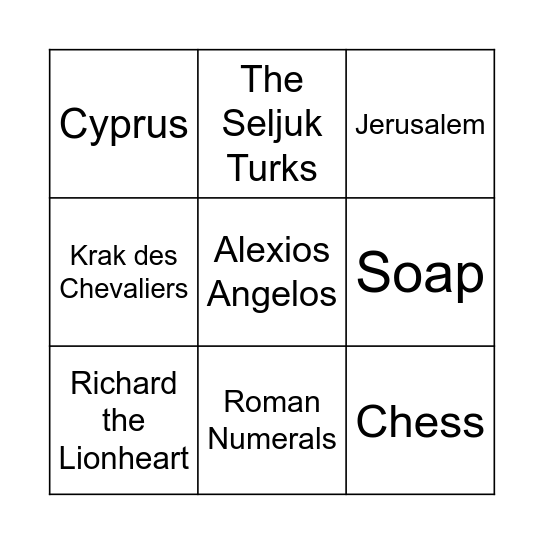 THE CRUSADES Bingo Card
