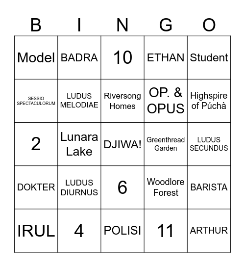BINGO DJIWA Bingo Card