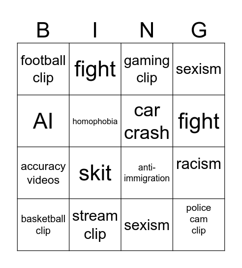IG REELS BINGO Card