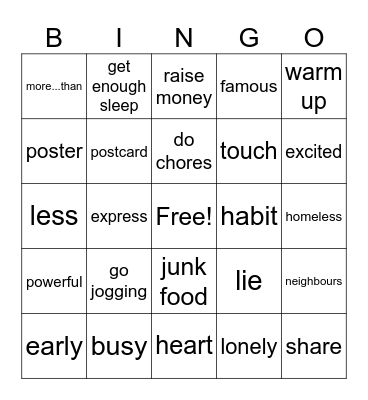 G5 u1-2 Bingo Card