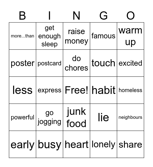 G5 u1-2 Bingo Card