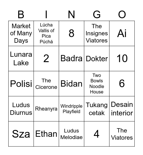 Rheanyra Wangsadireja Bingo Card