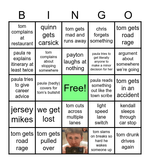 A Very Specific Car Bingo Card