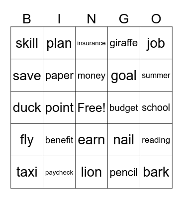 planning for the future Bingo Card