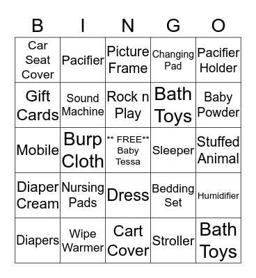 Baby Bingo Card