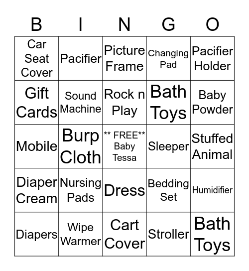 Baby Bingo Card