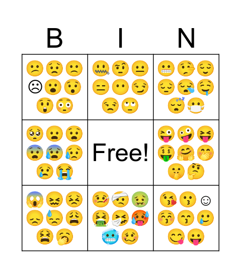 Emoji Bingo Card