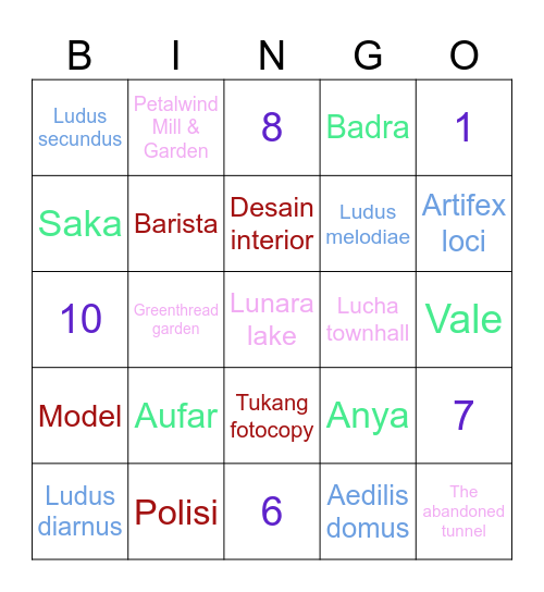 Bingo Aufar Bingo Card