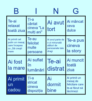 Birthday Bingo Card