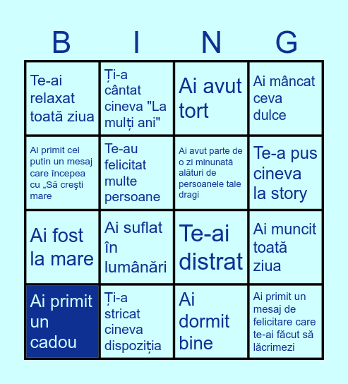 Birthday Bingo Card