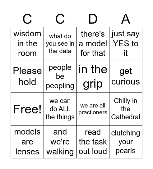 College for Congregational Development Bingo Card