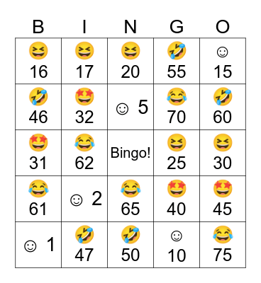 1-75 Emoji Bingo Card
