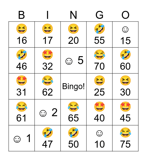 1-75 Emoji Bingo Card