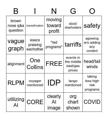 TOWN HALL Bingo Card
