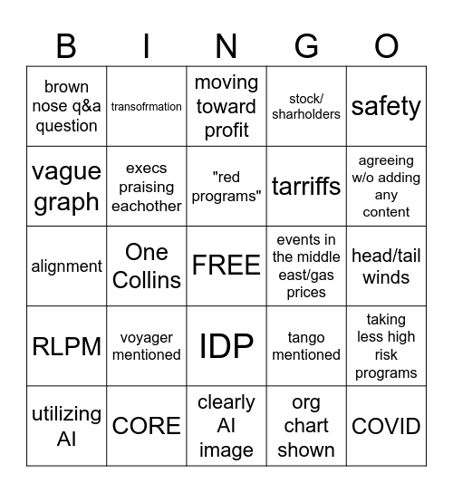 TOWN HALL Bingo Card
