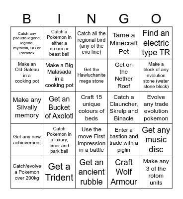 Pokesoc Cobblemon Bingo Card