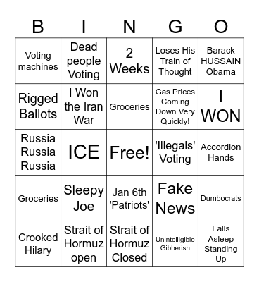 July 16th, 2026 Bingo Card