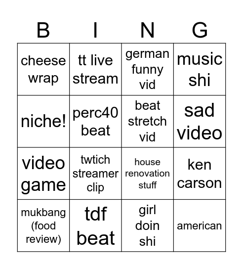 Untitled Bingo Card