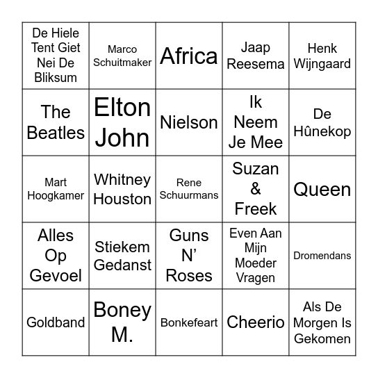 Muziek Ronde Bingo Card