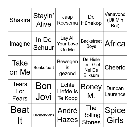 Muziek Ronde Bingo Card