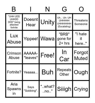 Vel-Bingo Card