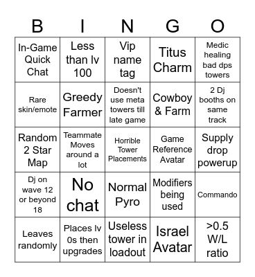 Tds matchmaking bingo Card