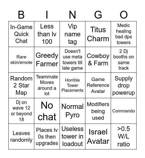 Tds matchmaking bingo Card