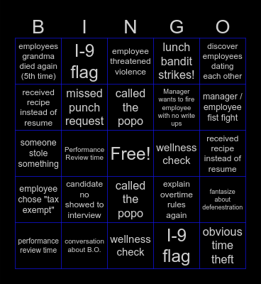 HR Bingo Card