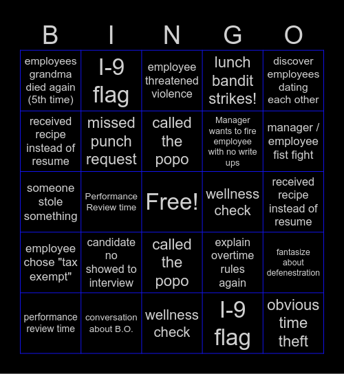 HR Bingo Card