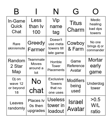 Tds matchmaking bingo Card