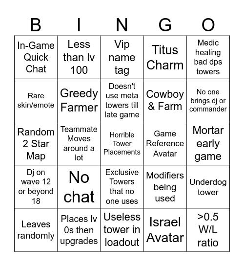 Tds matchmaking bingo Card