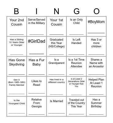 Find Someone Who... Bingo Card