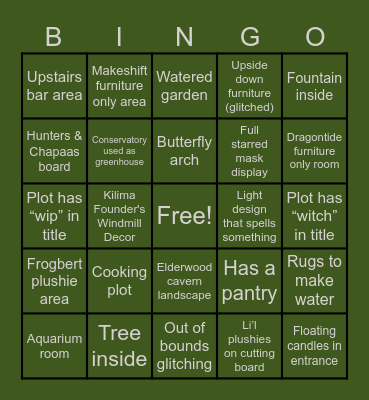 Palia House Tour Bingo Card