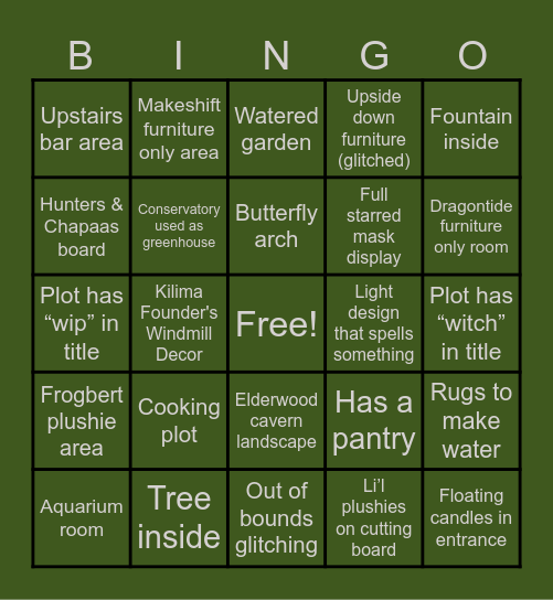 Palia House Tour Bingo Card