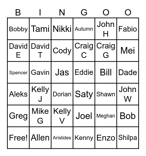 MANDATORY MEETING Bingo Card