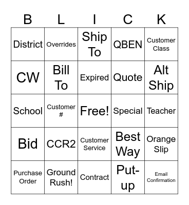 PO Palooza BINGO Card