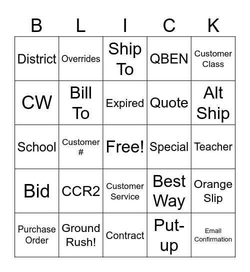 PO Palooza BINGO Card