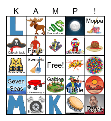 Camp Song Bingo Card