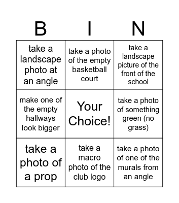 Photography #2 Bingo Card
