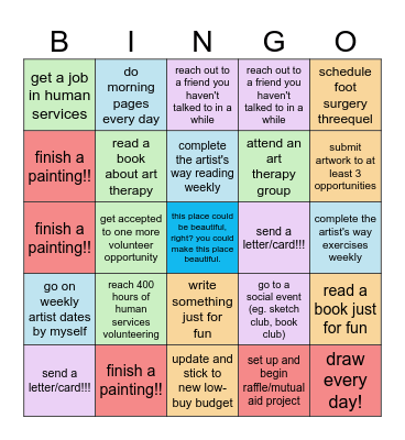 THE NEXT 12 WEEKS BINGO Card
