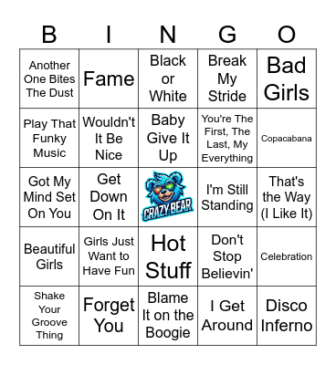 Club Wyndham Rocks Bingo Card
