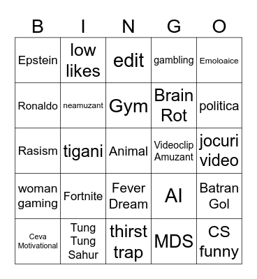lalalalala Bingo Card