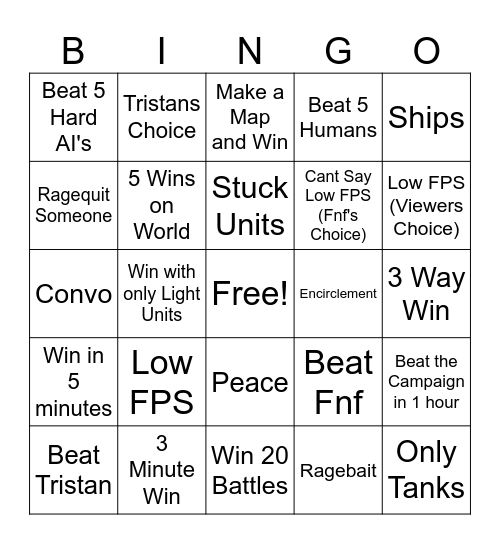 War of Dots Bingo Card