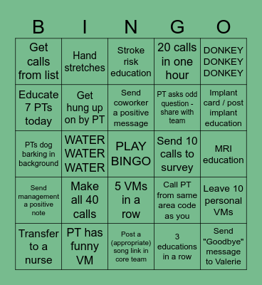 Thursday Core Motivation Bingo Card